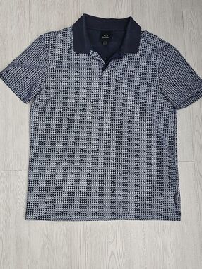 Armani Exchange Men’s Navy and White Geometric Polo